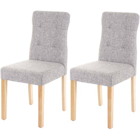 Set 2x sedie sala da pranzo soggiorno HHG-983 legno tessuto grigio gambe chiare