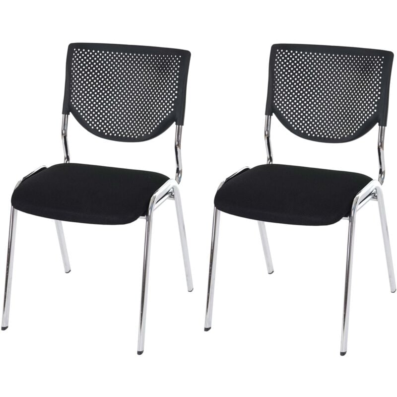 Set 2x sedie ufficio conferenza impilabili T401 tessuto struttura cromo colore nero - black