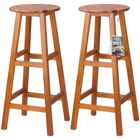 Set 2x Sgabelli da bar legno acacia