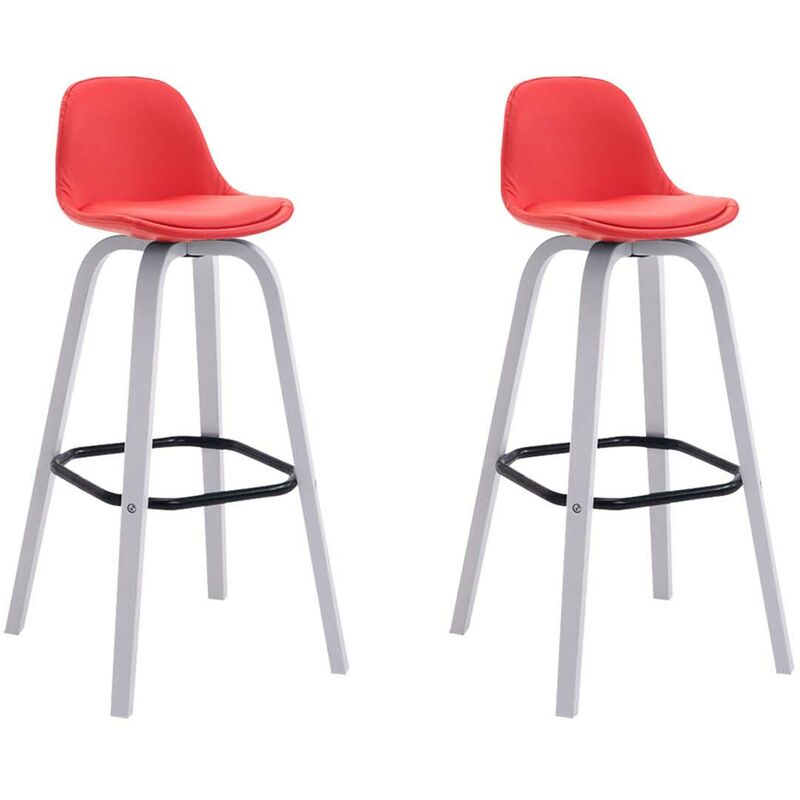 

CLP - Set 2x Taburetes de Bar Avika en Cuero PU Rojo Blanco
