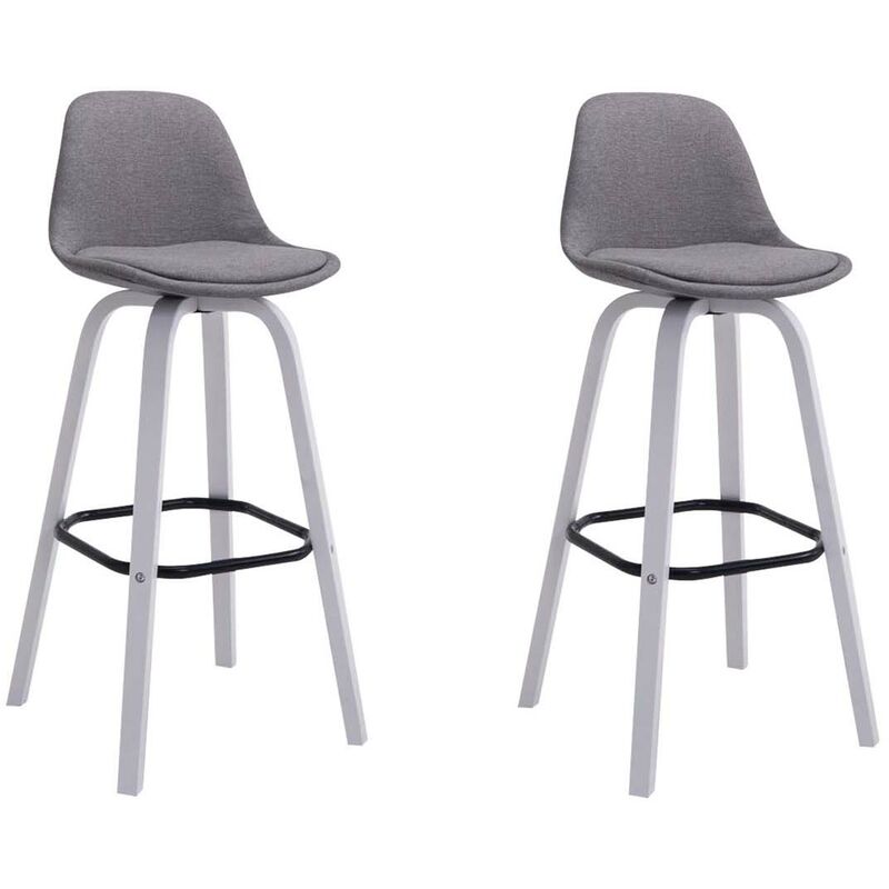 

CLP - Set 2x Taburetes de Bar Avika en Tela Gris Blanco