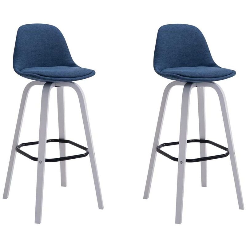 

Set 2x Taburetes de Bar Avika en Tela Azul Blanco