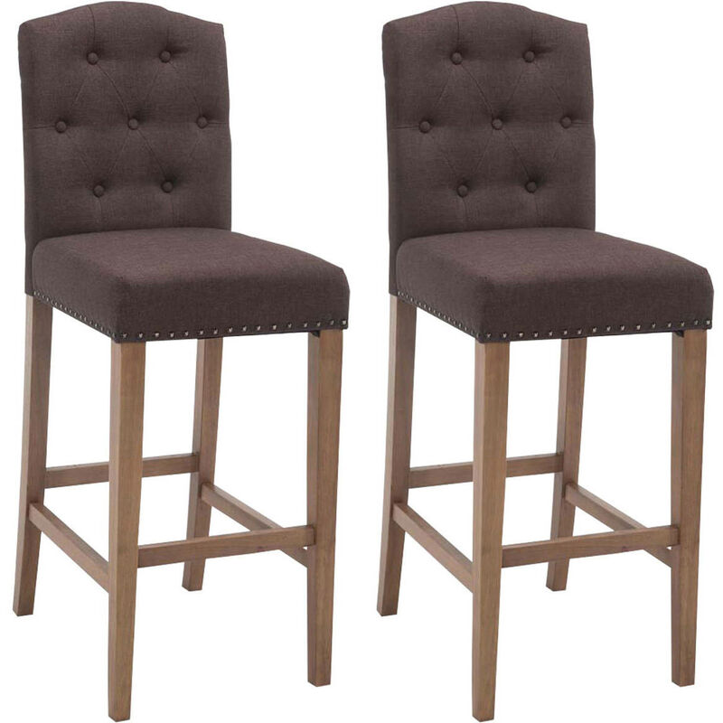 

CLP - Set 2x Taburetes de Bar Louise en Tela Marrón Antigüo claro