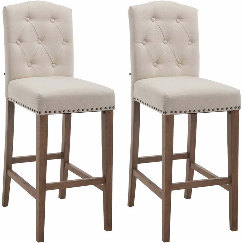 

CLP - Set 2x Taburetes de Bar Louise en Tela Crema Antigüo claro