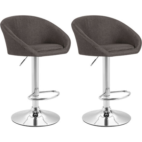 Set 2x Taburetes de Bar Miami en Tela Cromado Gris oscuro