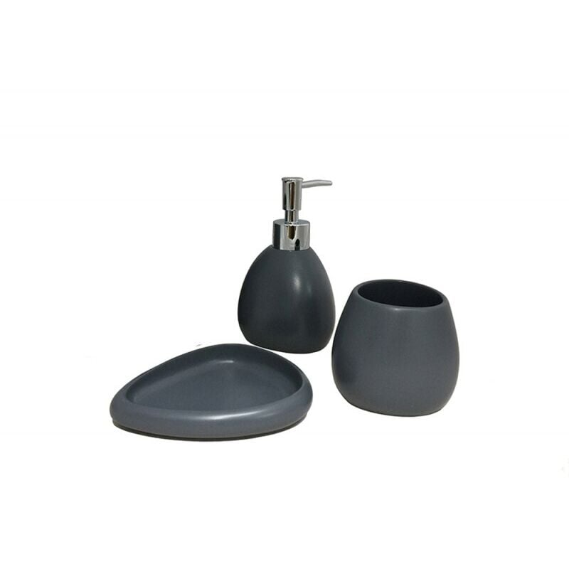 Set 3 accessoires salle de bain gris anthracite - lara