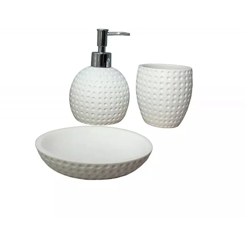 Set 3 accessoires salle de bain rond blanc - julia