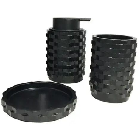 Set 3 accessoires salle de bain noir - WENDY