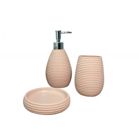 Set 3 accessoires salle de bain rose - SARA - Rose