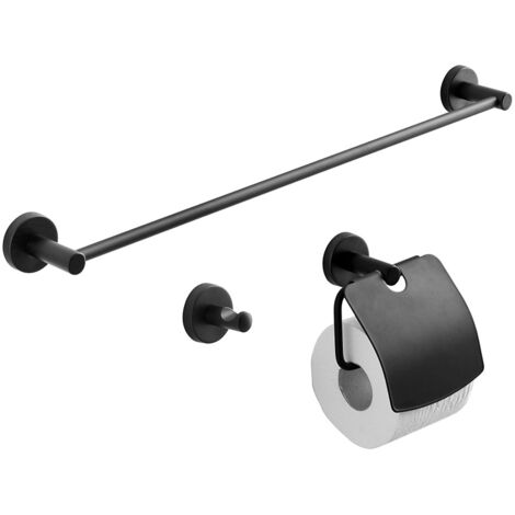 Set 3 accessori bagno nero opaco