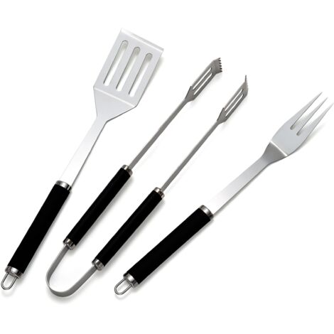 SET 3 ACCESSORI BBQ IN ACCIAIO INOX E PP.