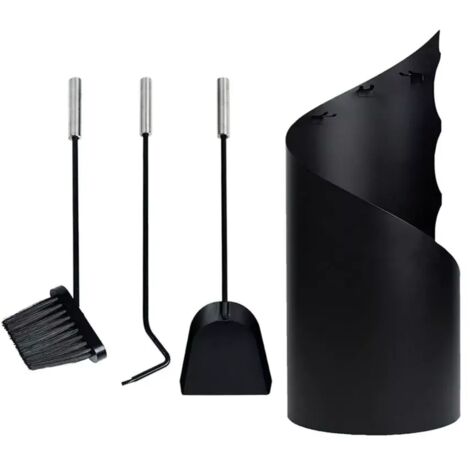 set 3 accessori per caminetto easy system in metallo nero
