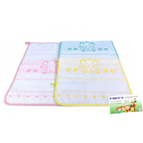 SET 3 ASCIUGAMANI ASILO bambina POPPY © cm. 40x55 puro cotone FEMMINA con tela AIDA da ricamare