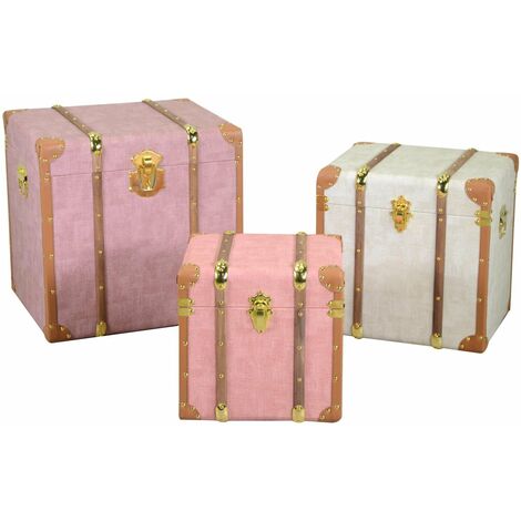 Set 3 Bauli Quadrati in Similpelle Multicolor