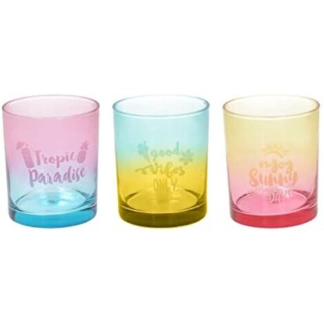 Set 3 Bicchieri 280 Cc Vetro Multicolor Linea Sunset