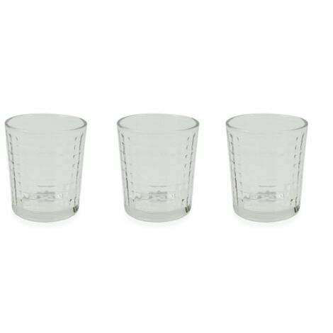 SET 3 BICCHIERI ACQUA IN VETRO EFFETTO QUADRETTI 370 ML