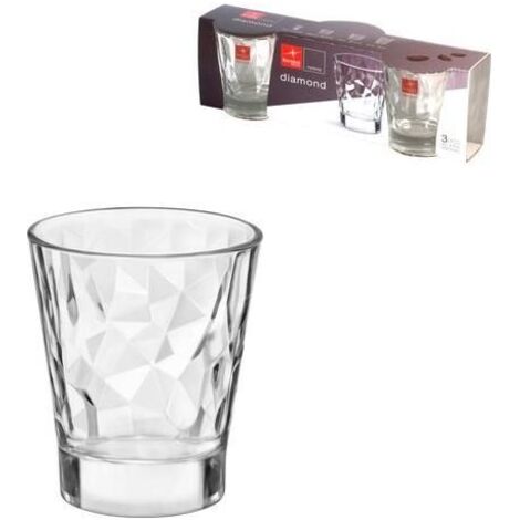 Set 3 Bicchieri Bicchierini caffè liquore in vetro diamond 8,5 cl bormioli