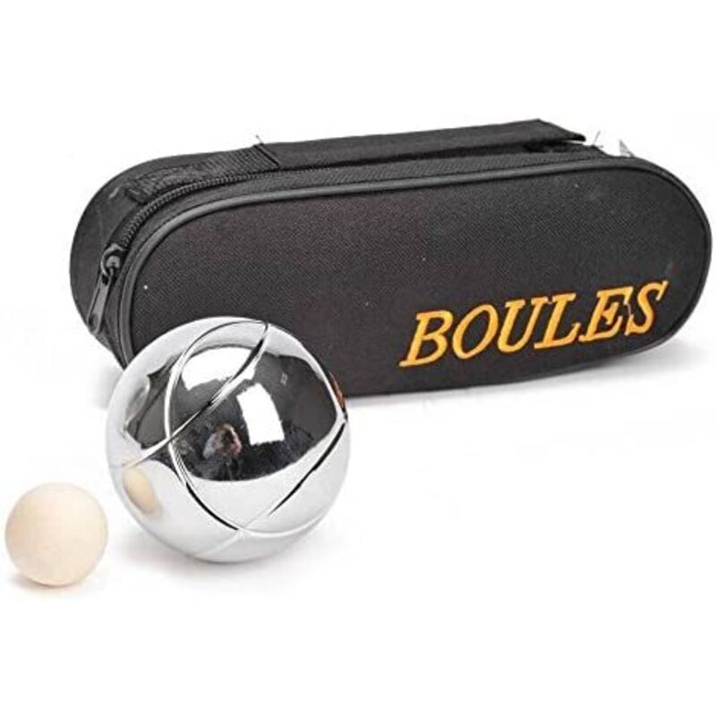Jardibricodeco - Set 3 boules pétanque métallique avec housse de transport.