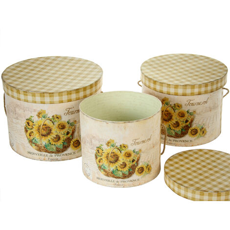 Set 3 Boxen Karton Sonnenblume 27x23 32x25 36x27 CMPour Alle Stile, um dem Zuhause eine Note zu verleihen