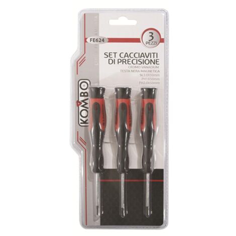 Set 3 Cacciaviti di Precisione in Acciaio Forgiato Punta Magnetica sl 3x0,50mm
