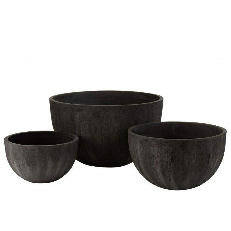 Set de 3 cache-pots en céramique noir 60x60x46 cm - Noir