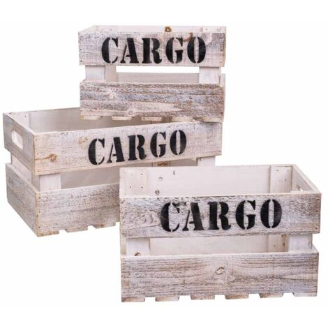 Set 3 cajas de madera blancas