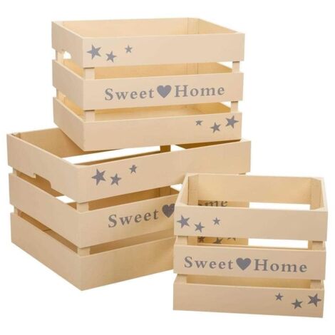 Set 3 Cajónes de madera lacada color beige