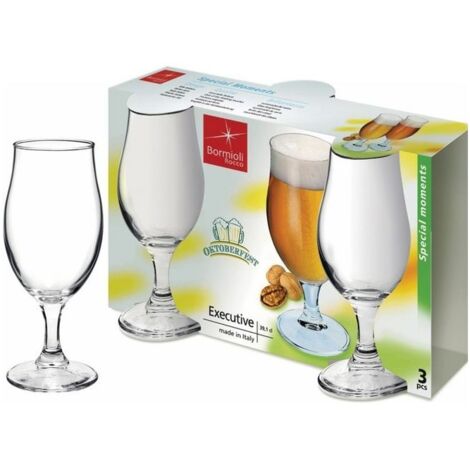 Set 3 calici birra in vetro trasparente executive 39.1cl