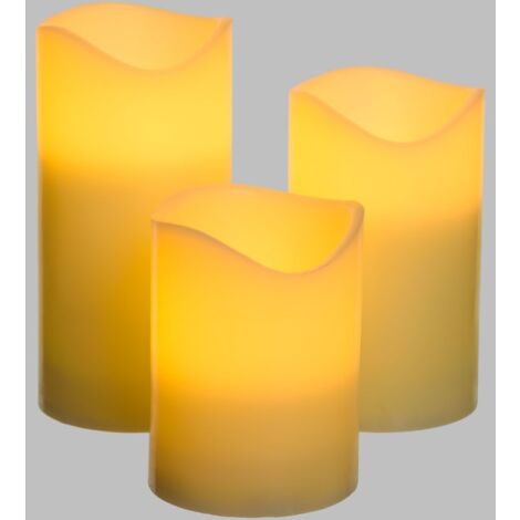 Set 3 Candelabros Avorio LED IR Ø75xH10-12,5-15cm