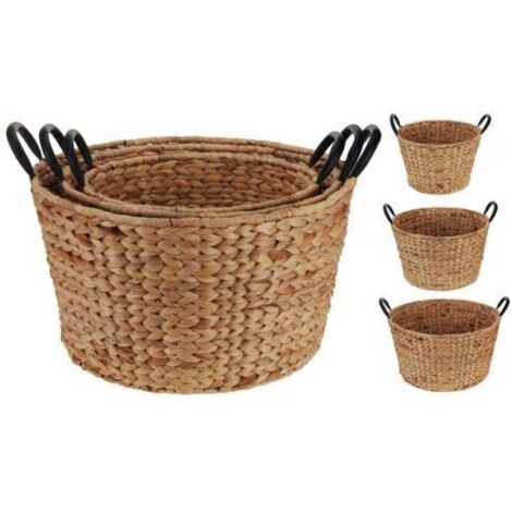 Set 3 cestas trenzado maiz redondo 449000080