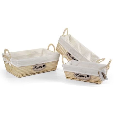 SET 3 CESTE DA BAGNO IN COLORE BEIGE 40/35/30 CM IN TESSUTO