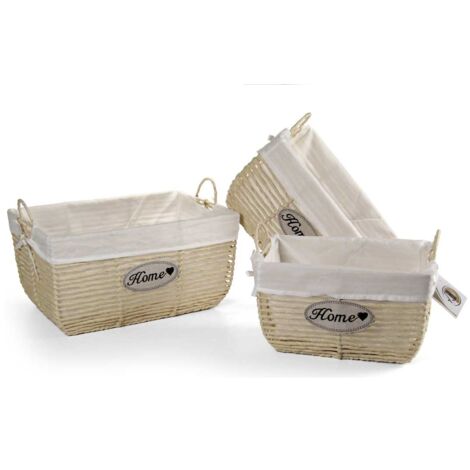 SET 3 CESTE DA BAGNO IN COLORE BEIGE 42/37/31 CM IN TESSUTO