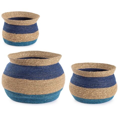 Set 3 Ceste decorative in juta naturale Ylenia tonda