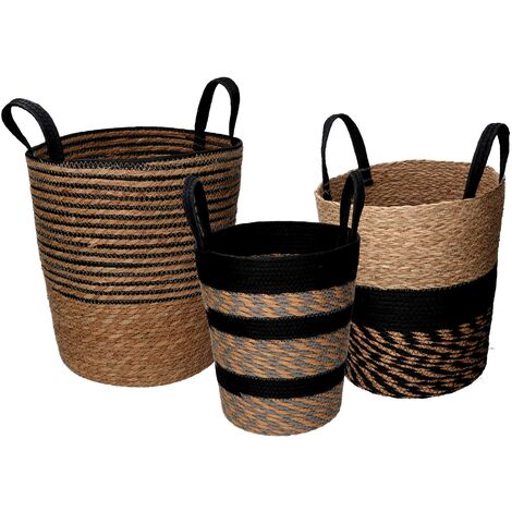 Set 3 Ceste Rotonde in Fibra Naturale