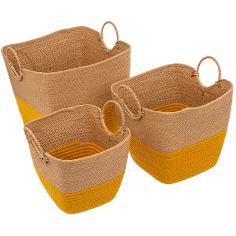 Set 3 Cestini In Vimini Solar Power Giallo