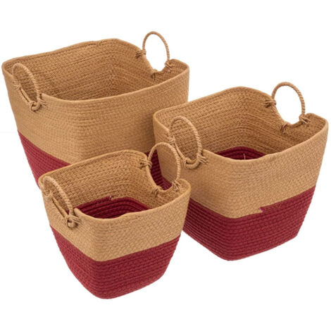 Set 3 Cestini In Vimini Solar Power Rosso
