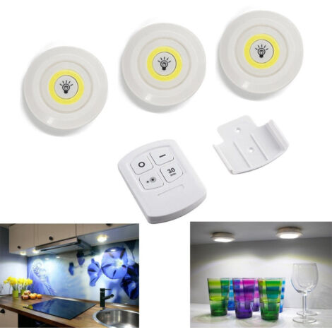 Set 3 Cob Led Lights With Remote Control Spotlight Timer