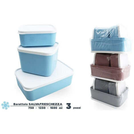 Set 3 Contents Barattle Salvafreschezz Alimenti Cibi Freezer Ermetico 9476
