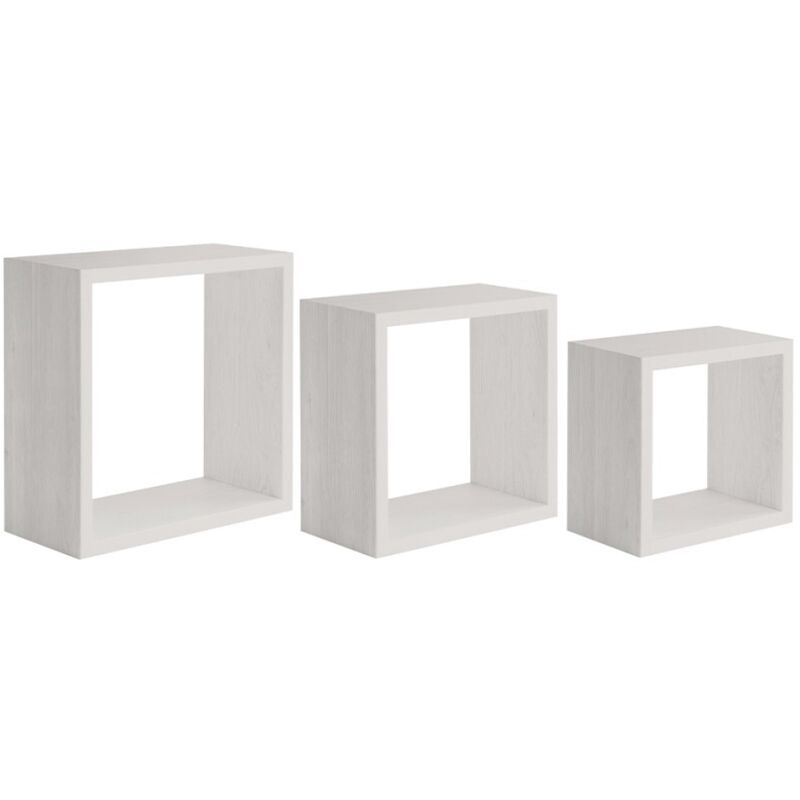 Sanitec Set 3 Cubi Mensole Parete Rovere Sbiancato Scaffale Salotto...