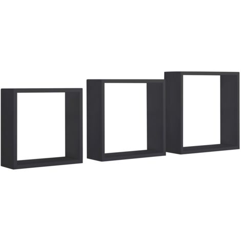 Set 3 cubi mensole parete nero scaffale salotto soggiorno camera Incubo Slim