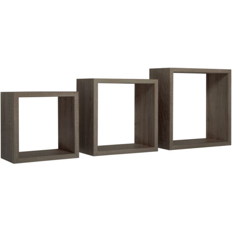 Set 3 cubi mensole parete noce scaffale salotto soggiorno camera Incubo
