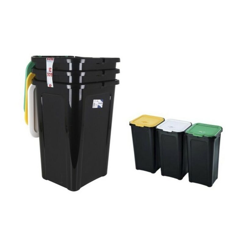 

Cubo de Basura para Reciclaje Tontarelli 44 L Negro (38,5 x 34,5 x 54,5 cm) (3 Uds)