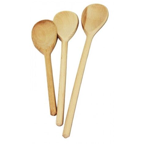 Set 3 Cucchiaie Cucchiarelle Mestolame in Legno 25 - 30 - 35 cm