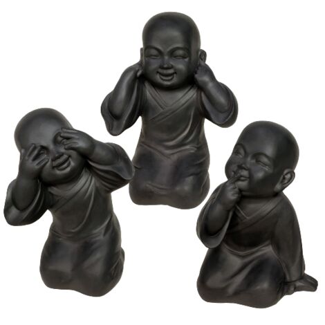 Set 3 di Buddha antracite 27x22x39 cm