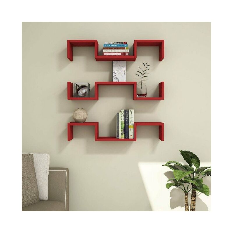 

Estante Elegant - Flotantes, de Pared, para Libros para Salon, Oficina - Rojo, in Aglomerado Melaminico, PVC, 74,2x22x16,8 cm