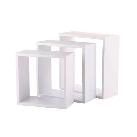 Set 3 étagères cube blanc 3 tailles