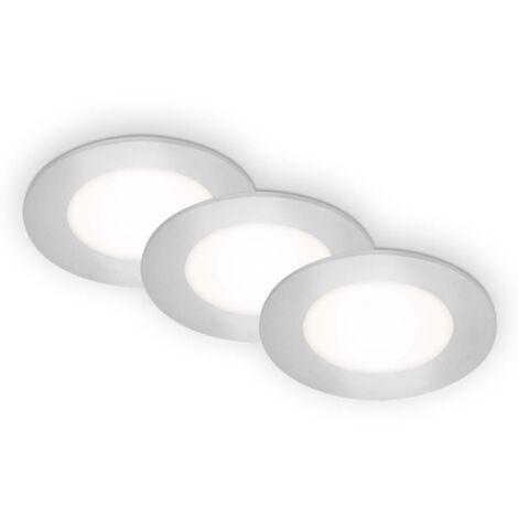 Set 3 Faretti Incasso Moderno Flat In Plastica Cromo Opaco Led 3W 4000K