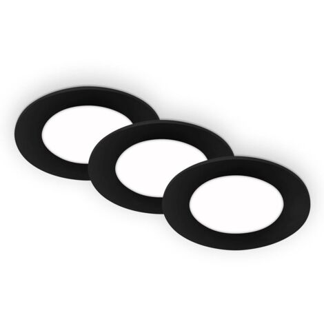 Set 3 Faretti Incasso Moderno Flat In Plastica Nero Led Integrato 3W 4000K