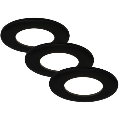Set 3 Faretti Incasso Moderno Flat In Plastica Nero Opaco Led Integrato 5W 4000K