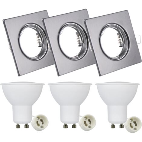 Set 3 faretti incasso quadrati neri GU10 3000K Polux